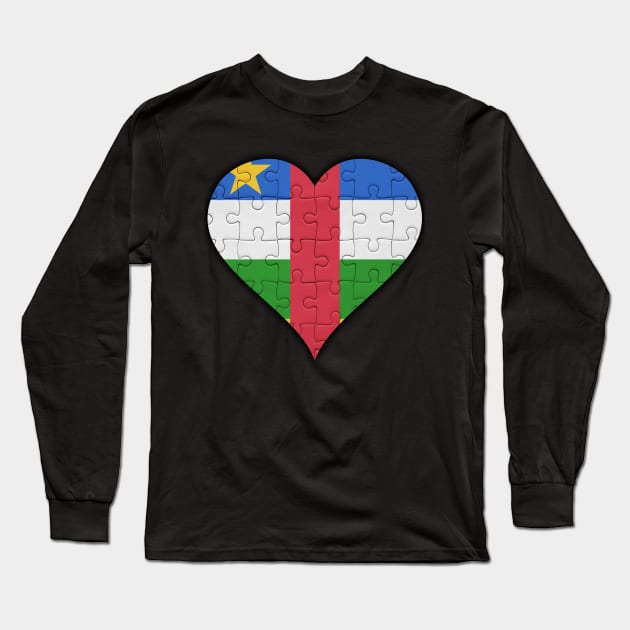 Central African Jigsaw Puzzle Heart Design - Gift for Central African With Central African Republic Roots Long Sleeve T-Shirt by Country Flags